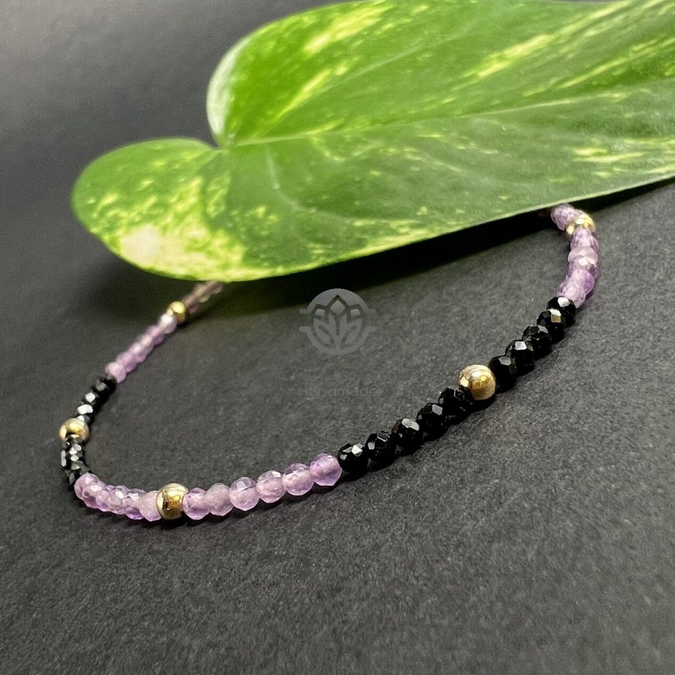 Brățară Ametist Lavanda, Spinel si Aur Filat 14K