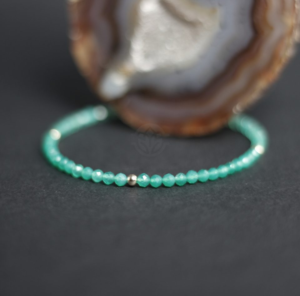 Brățară Agat Verde & Aur Filat 14K
