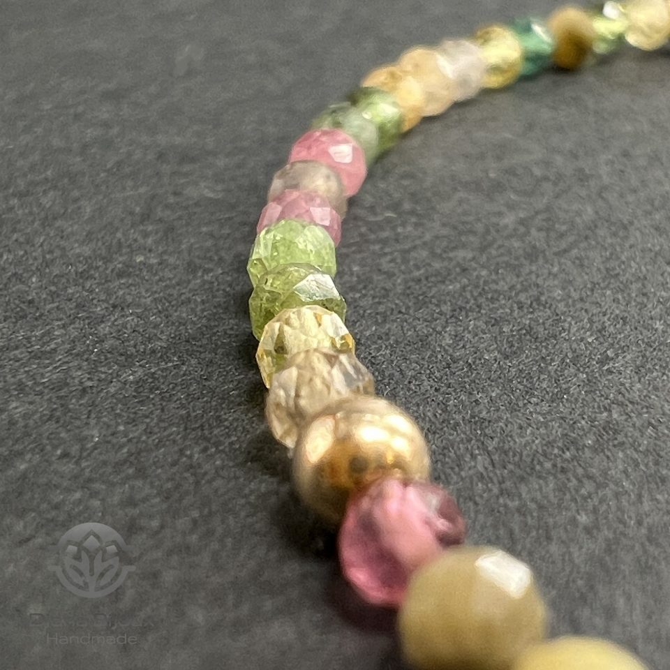 Brățară Turmalina multicolora si Aur Filat 14K