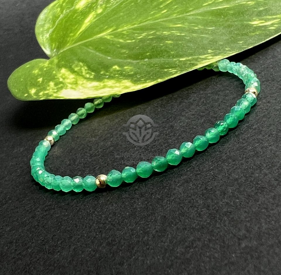 Brățară Agat Verde & Aur Filat 14K
