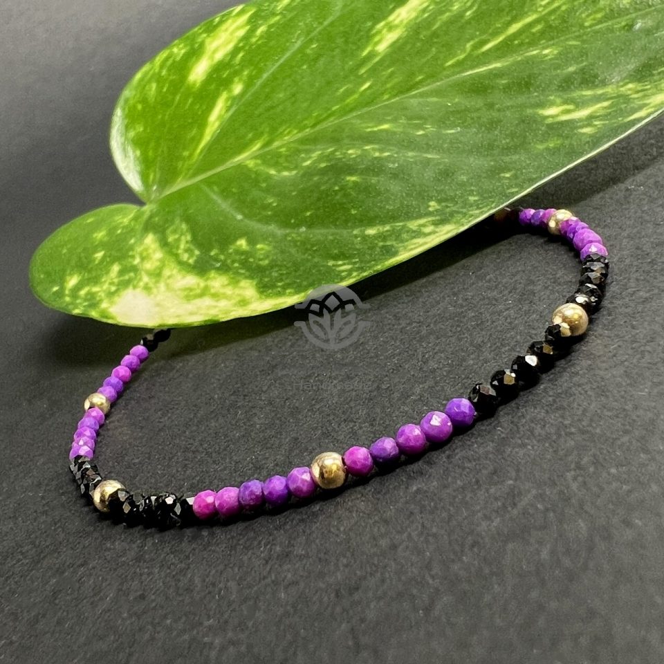 Brățară Sugilit, Spinel si Aur Filat 14K