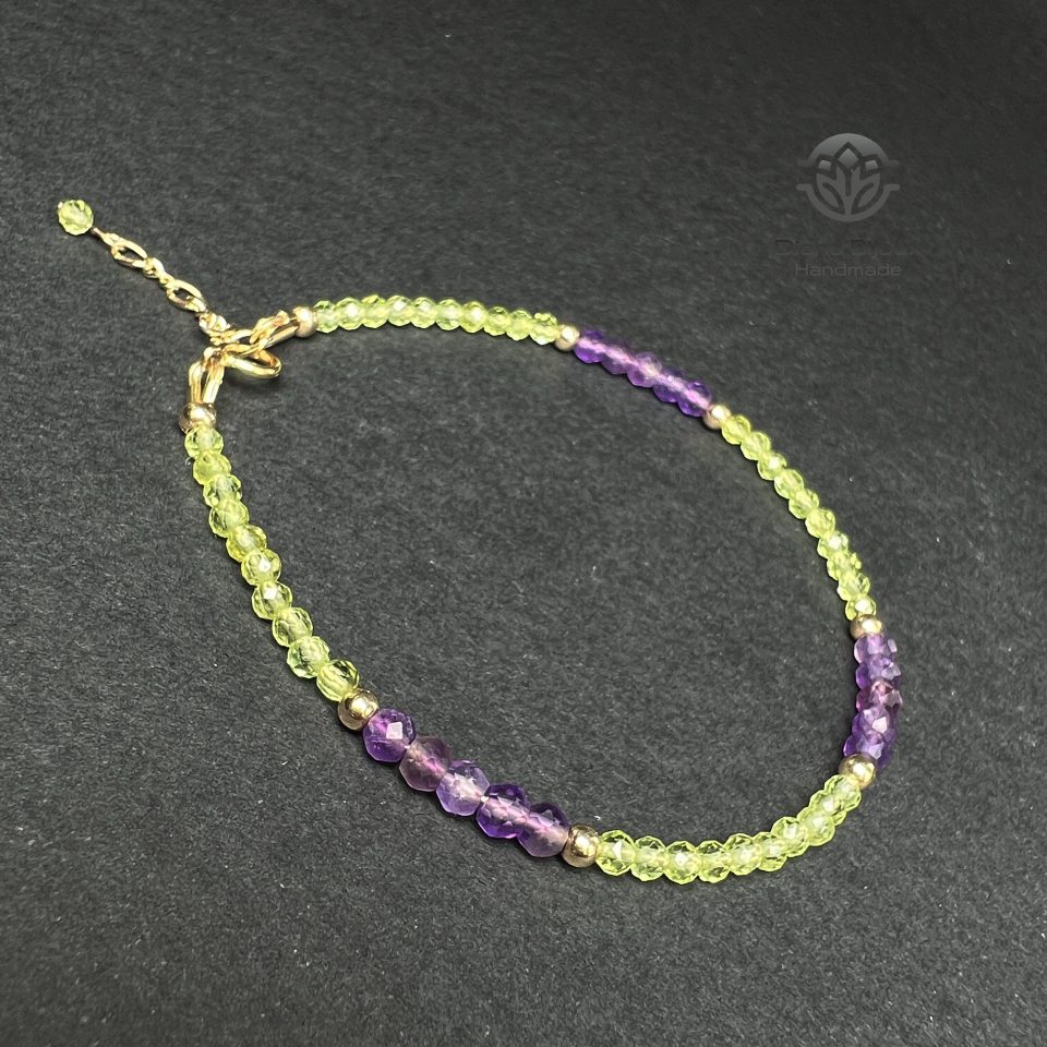Brățară Peridot, Ametist si Aur Filat 14K