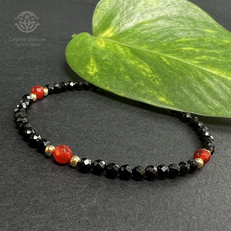 Brățară Spinel, Carneol si Aur Filat 14K