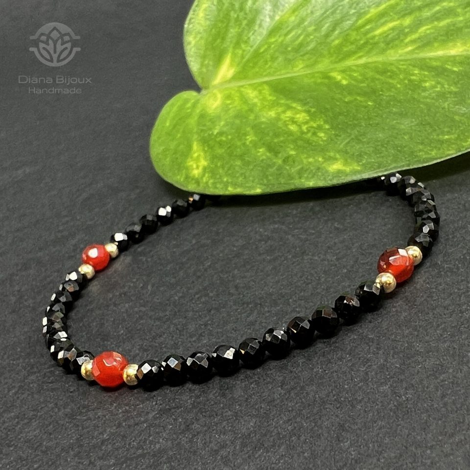 Brățară Spinel, Carneol si Aur Filat 14K