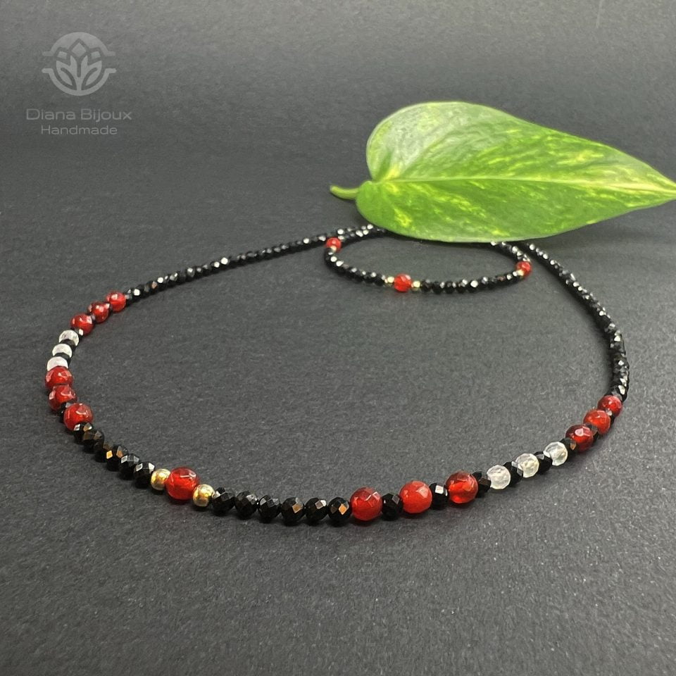 Set Spinel, Carneol, Piatra Lunii si Aur Filat 14K