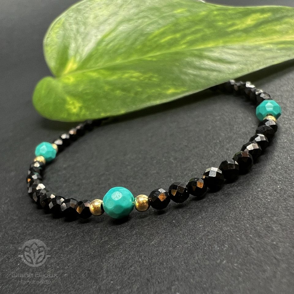 Brățară Spinel, Turcoaz si Aur filat 14k