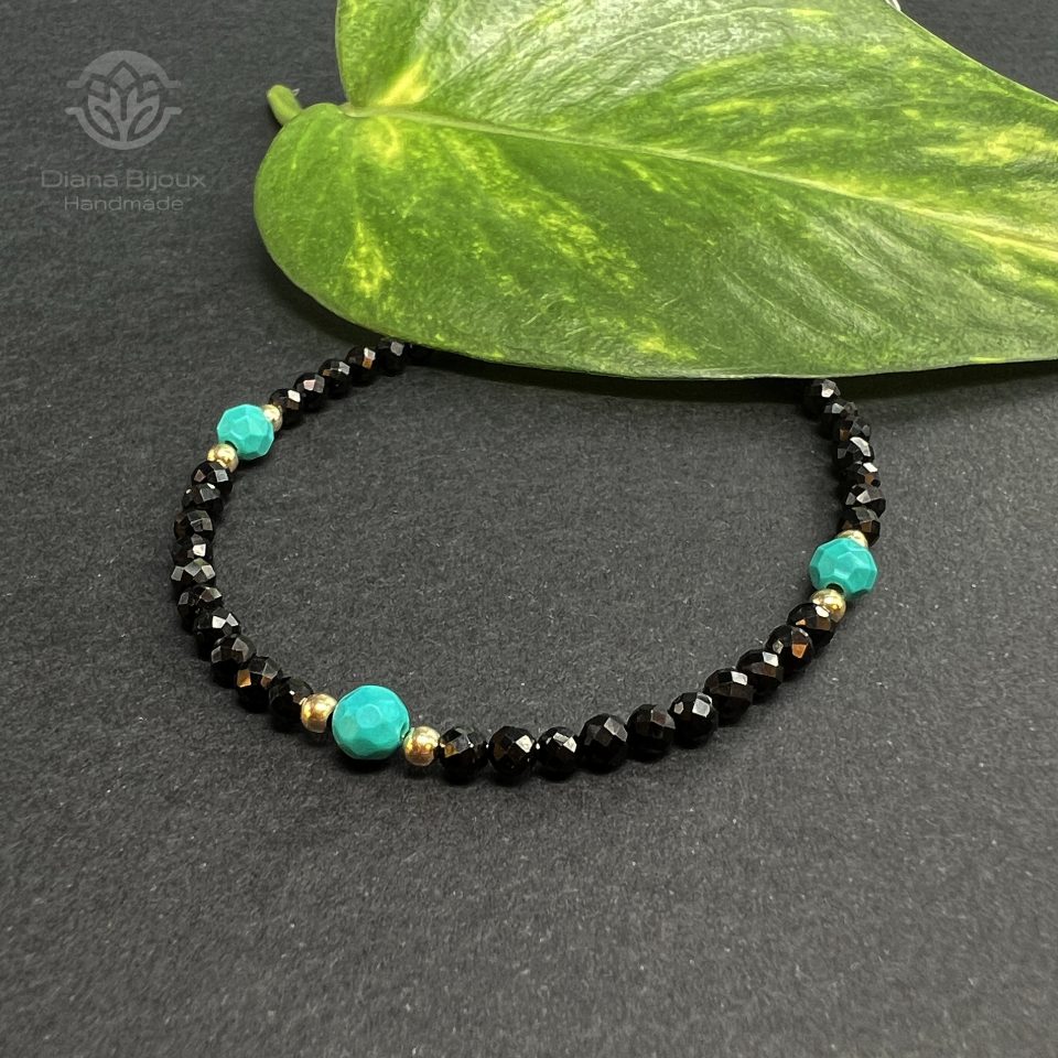 Brățară Spinel, Turcoaz si Aur filat 14k