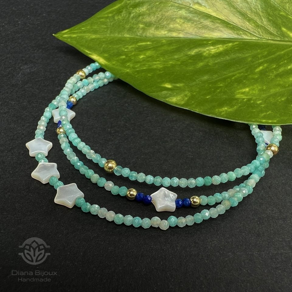 Bratari Amazonit, Lapis Lazuli si Aur Filat 14K