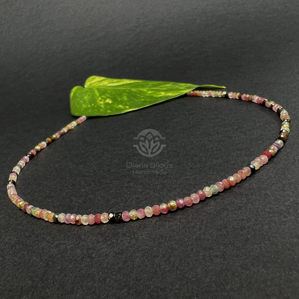 Colier Turmalina multicolora si Aur Filat 14k