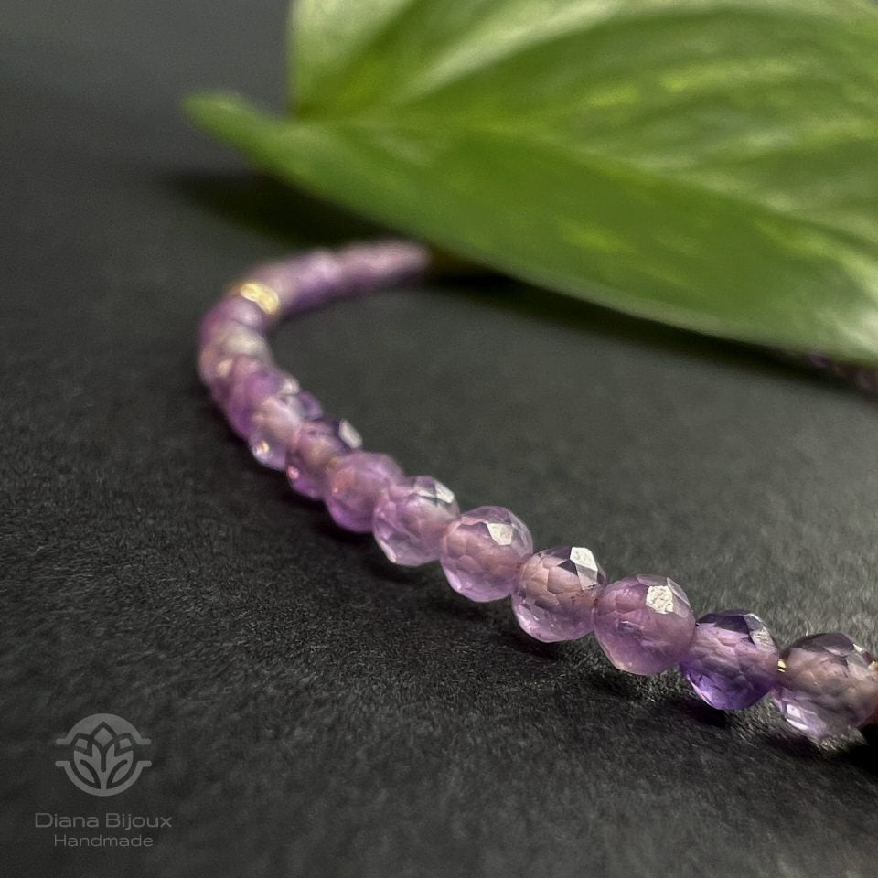 Colier Ametist Lavanda si Aur Filat 14K