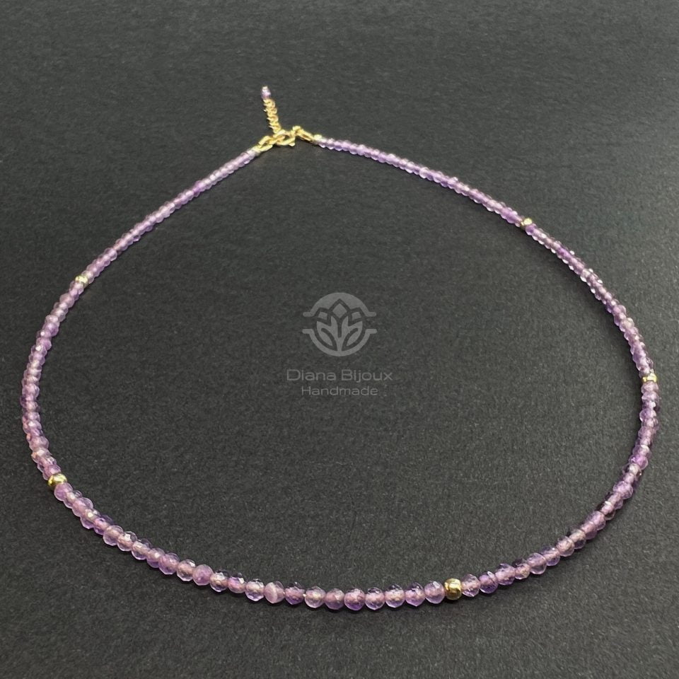 Colier Ametist Lavanda si Aur Filat 14K