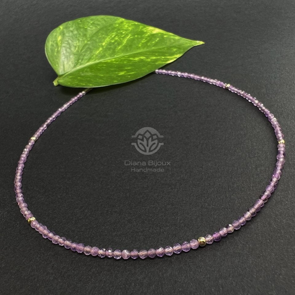Colier Ametist Lavanda si Aur Filat 14K