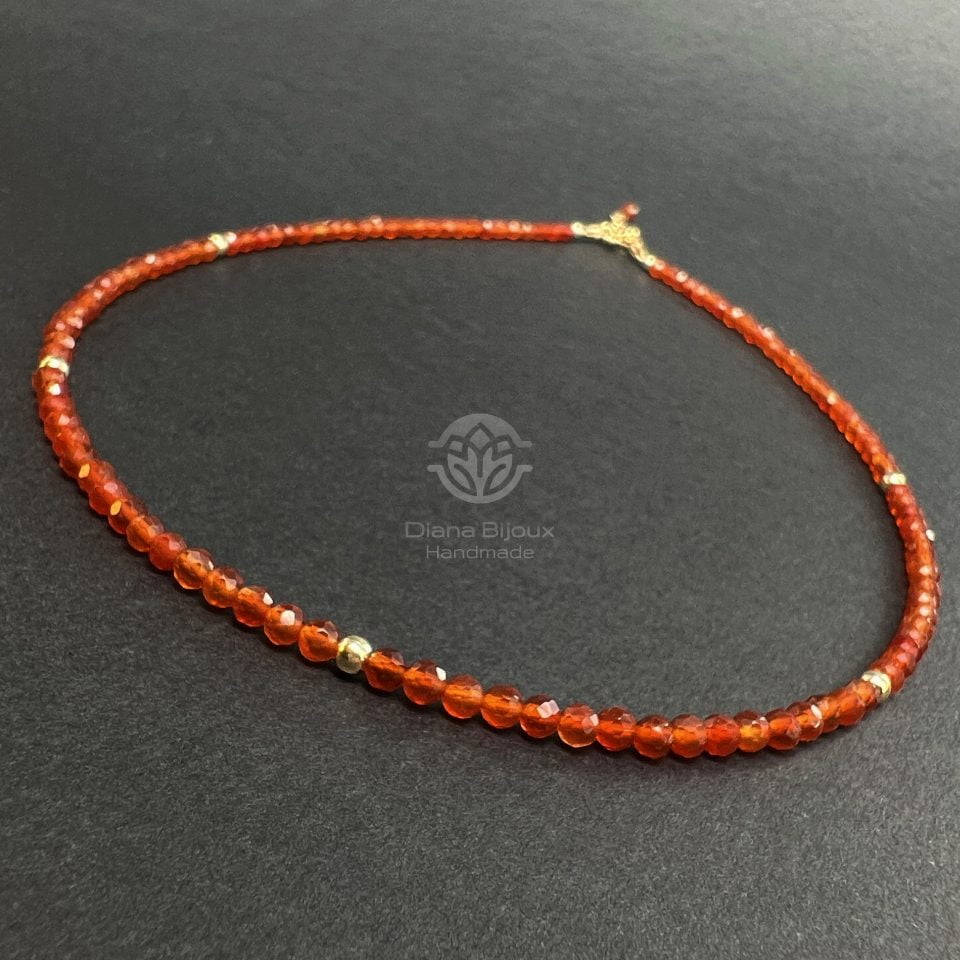 Colier Carneol si Aur Filat 14K
