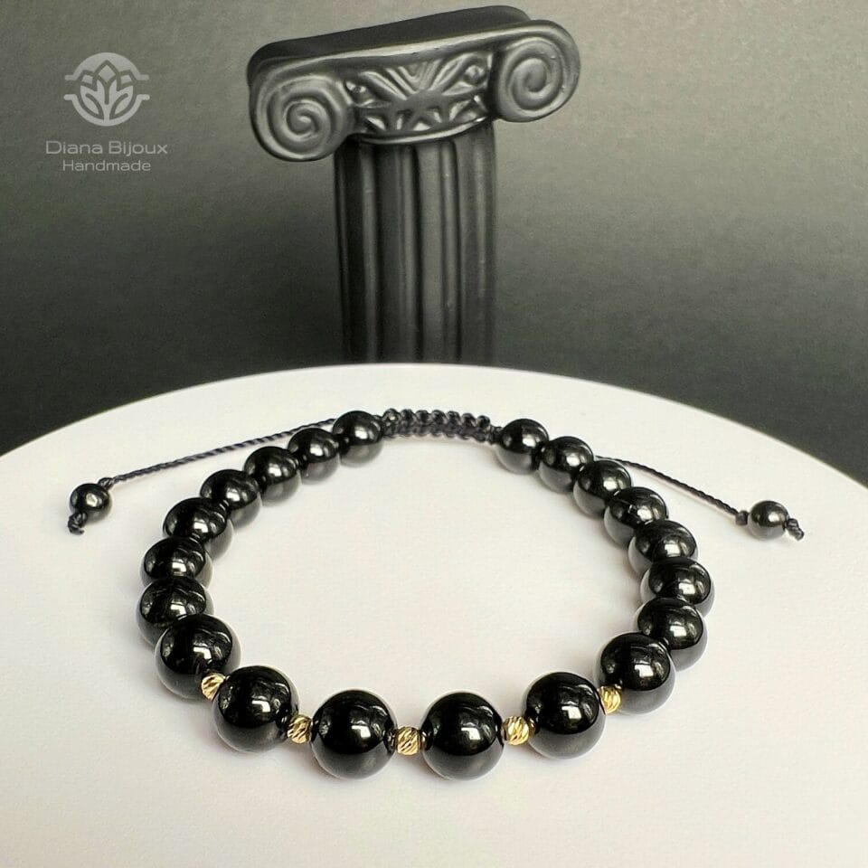 Brățară snur Turmalina Neagra si Aur 14K (Aur 585)