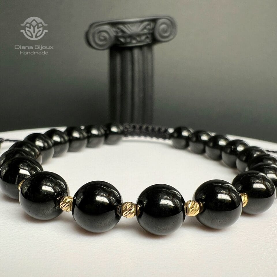 Brățară snur Turmalina Neagra si Aur 14K (Aur 585)