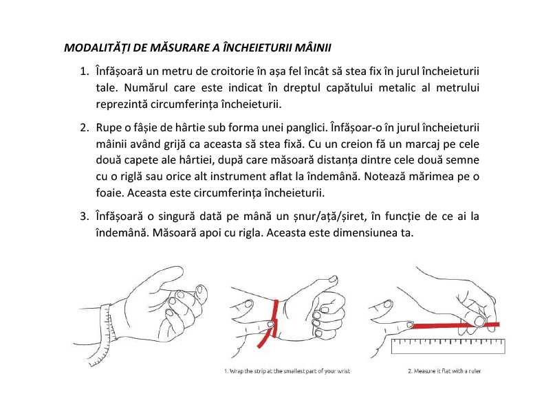 Masurare incheietura mana