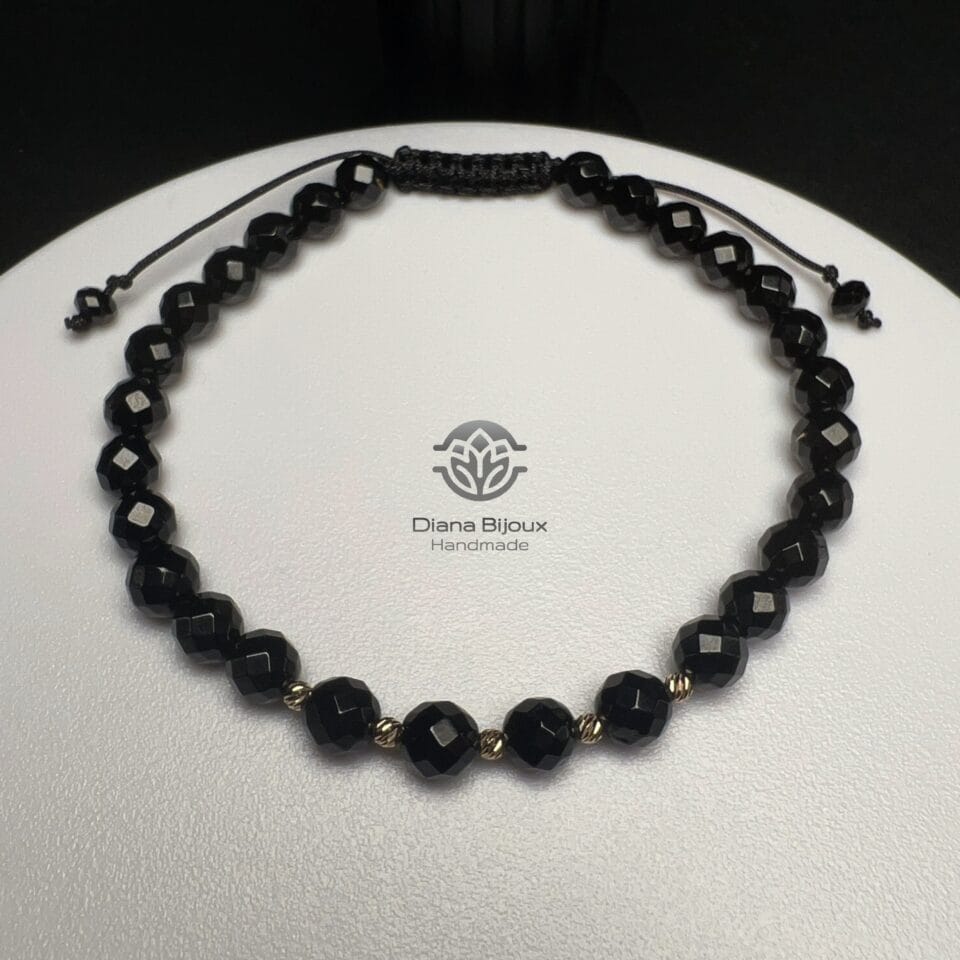 Brățară snur Spinel Negru si Aur 14K (Aur 585)