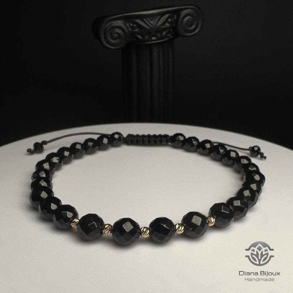 Brățară snur Spinel Negru si Aur 14K (Aur 585)