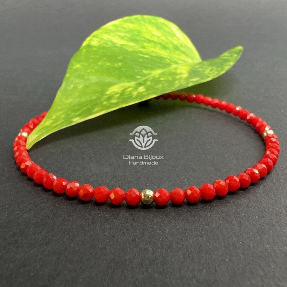 Brățară Coral si Aur Filat 14K