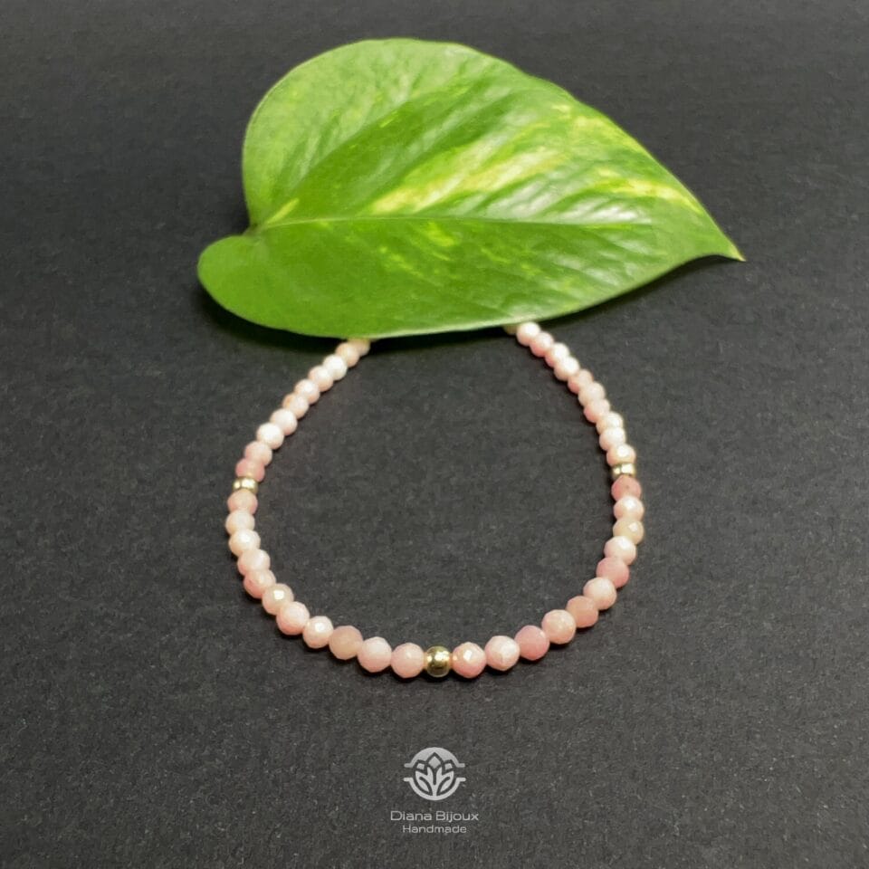 Brățară Opal Roz si Aur Filat 14k