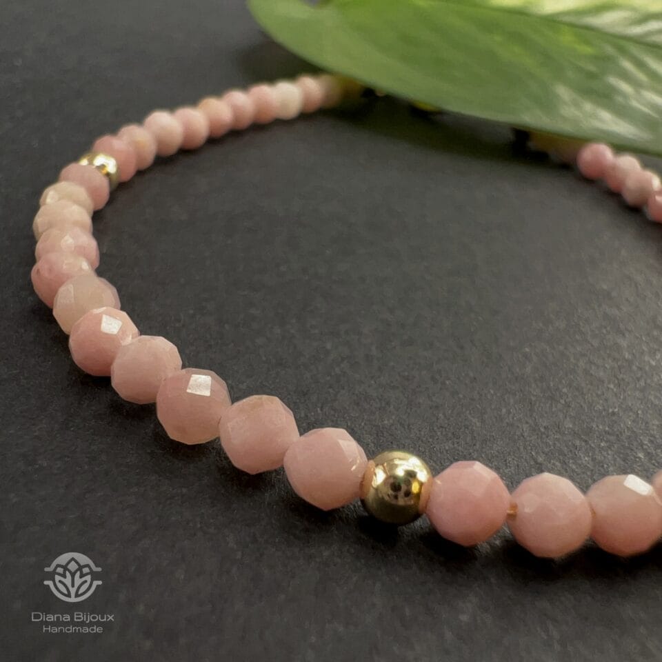 Brățară Opal Roz si Aur Filat 14k