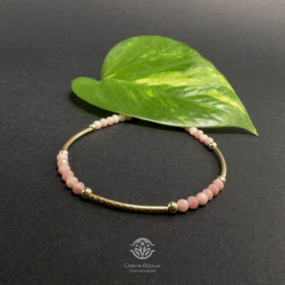 Brățară Opal Roz si Aur Filat 14k